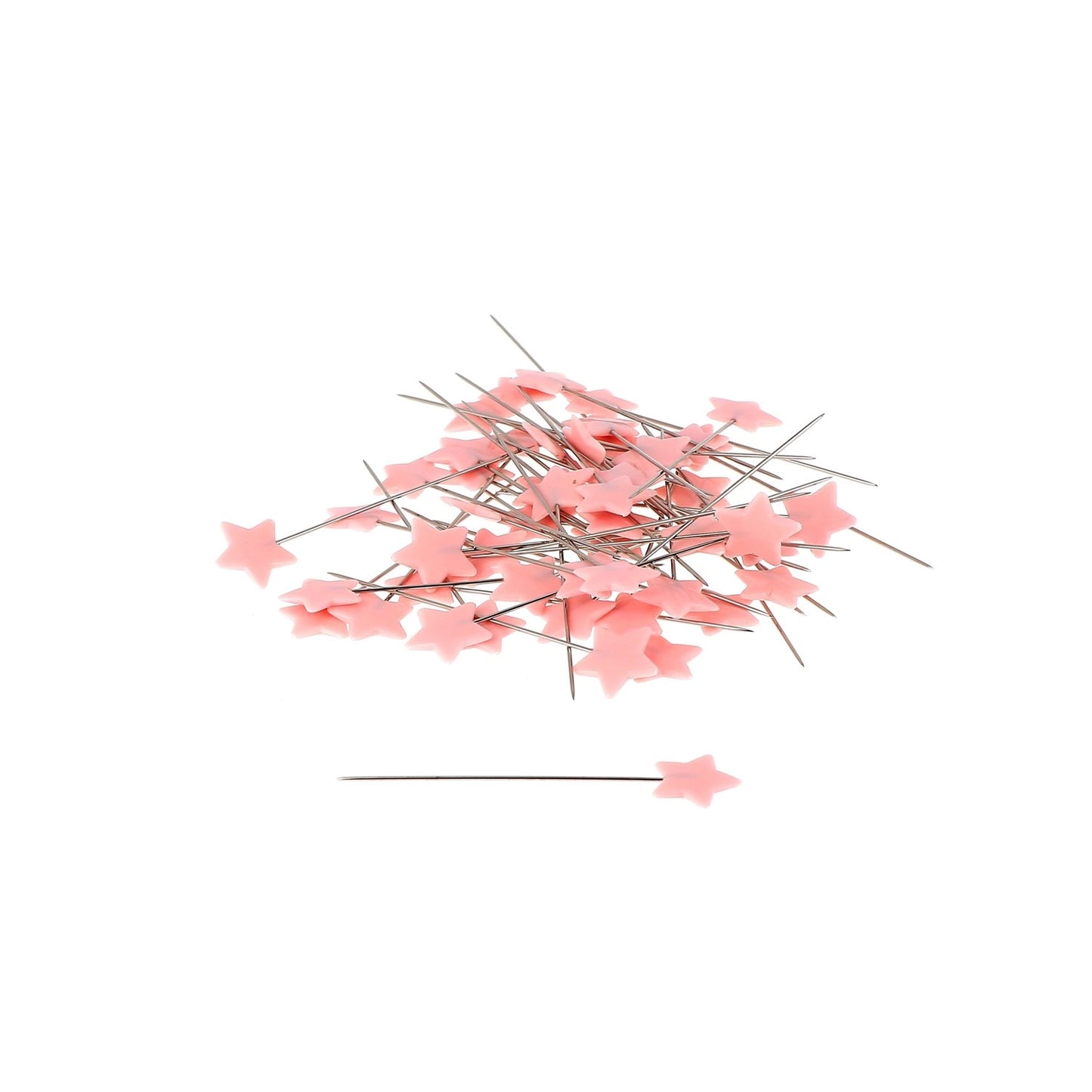 PLASTIC HEAD PINS 1 1/2"-42mm*0.55mm LIGHT PINK STAR Blistx100