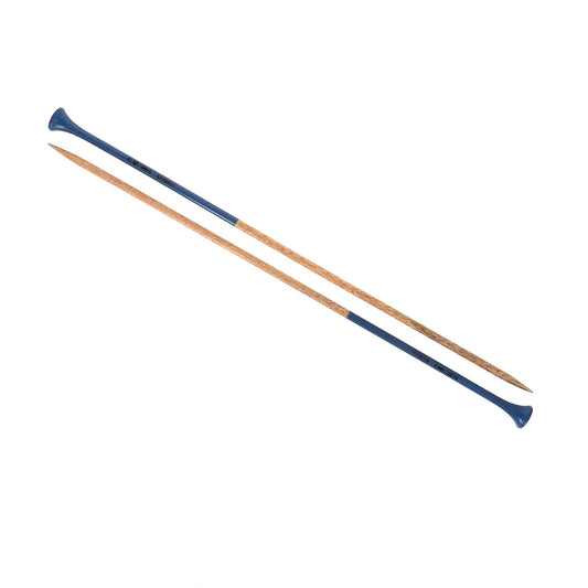 KNITTING NEEDLES-WOOD-15.5''-N°6-US Sz10-DARK BLUE-Blister x2