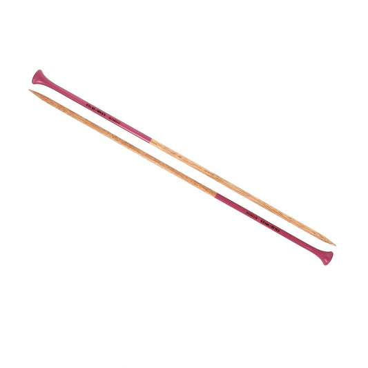 KNITTING NEEDLES-WOOD-15.5''-N°6.5-US Sz10.5-Fuchsia-Blister x2