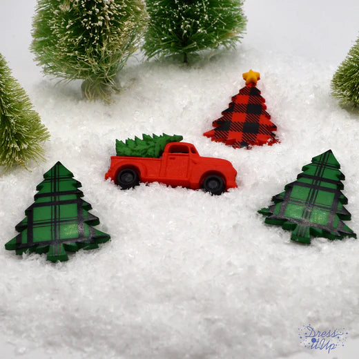 11387 Home for the Holidays Outdoor Truck Tree Winter Themed Buttons