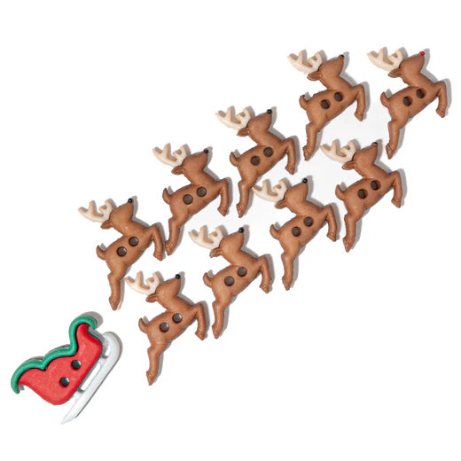 1014 Sew Cute Reindeer and Sleigh Christmas Holiday Sew Thru Buttons