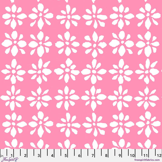 PWBM094.PINKWHITE Kaffe Fassett Collective February 2027 Snow Flower - Pink White