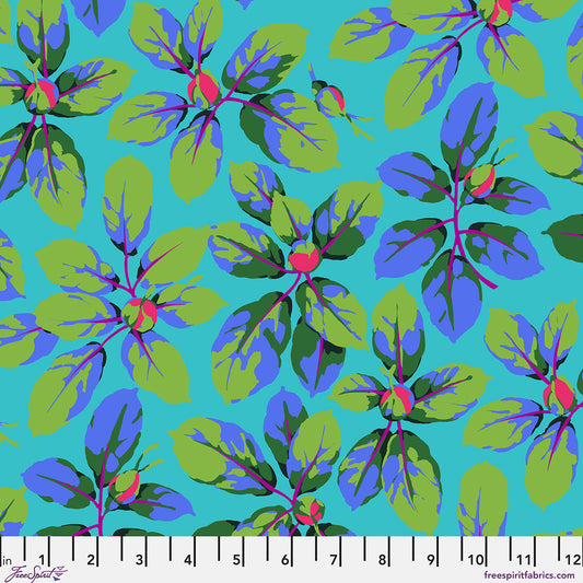 PWMD005.BLUE Kaffe Fassett Collective February 2027 Rose Leaves - Blue