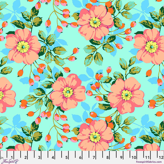 PWMD006.AQUA Kaffe Fassett Collective February 2027 Shrub Rose - Aqua