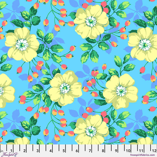 PWMD006.BLUE Kaffe Fassett Collective February 2027 Shrub Rose - Blue