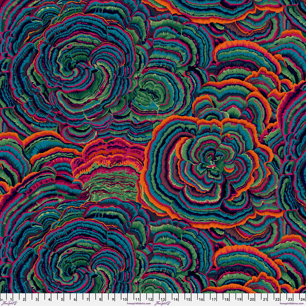 PWPJ082.TEAL Kaffe Fassett Collective February 2027 Tree Fungi - Teal