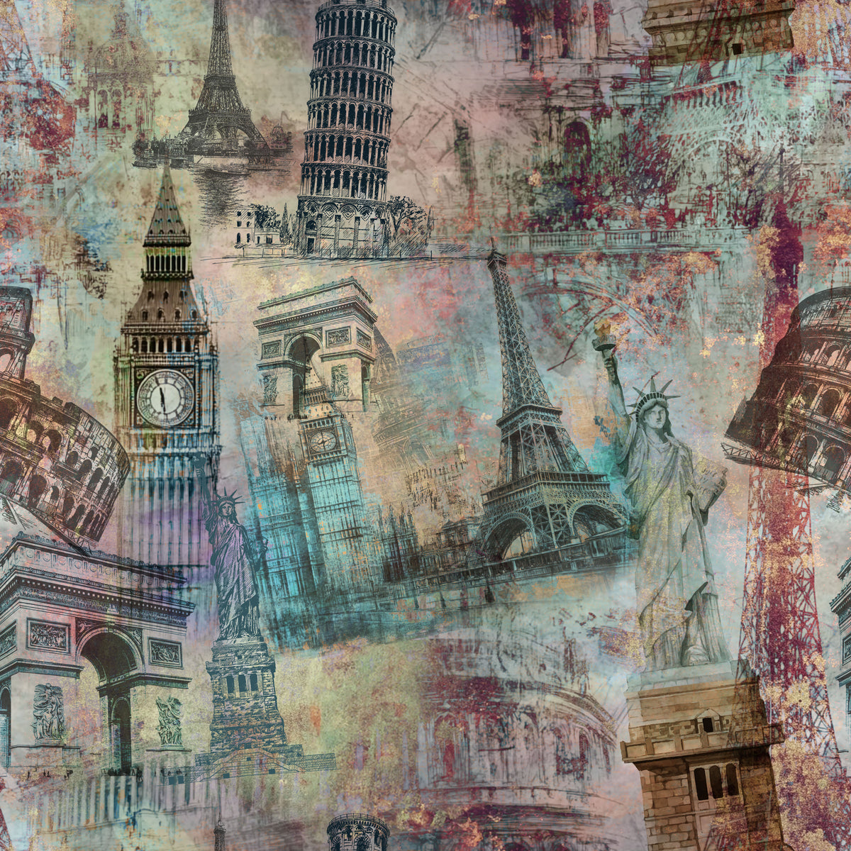 1134-87 Time Traveler Landmark Collage