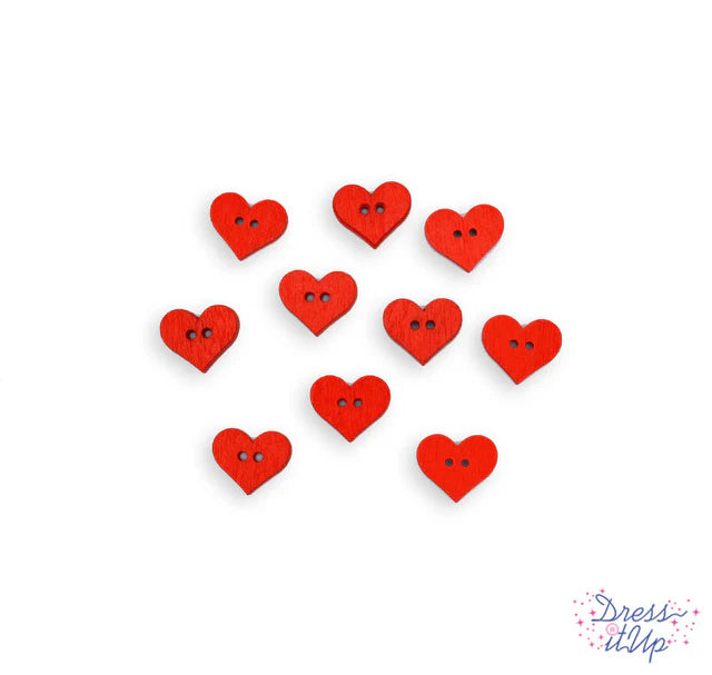 13413 TINY WOOD HEARTS RED