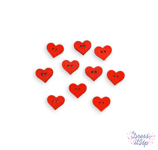 13413 TINY WOOD HEARTS RED