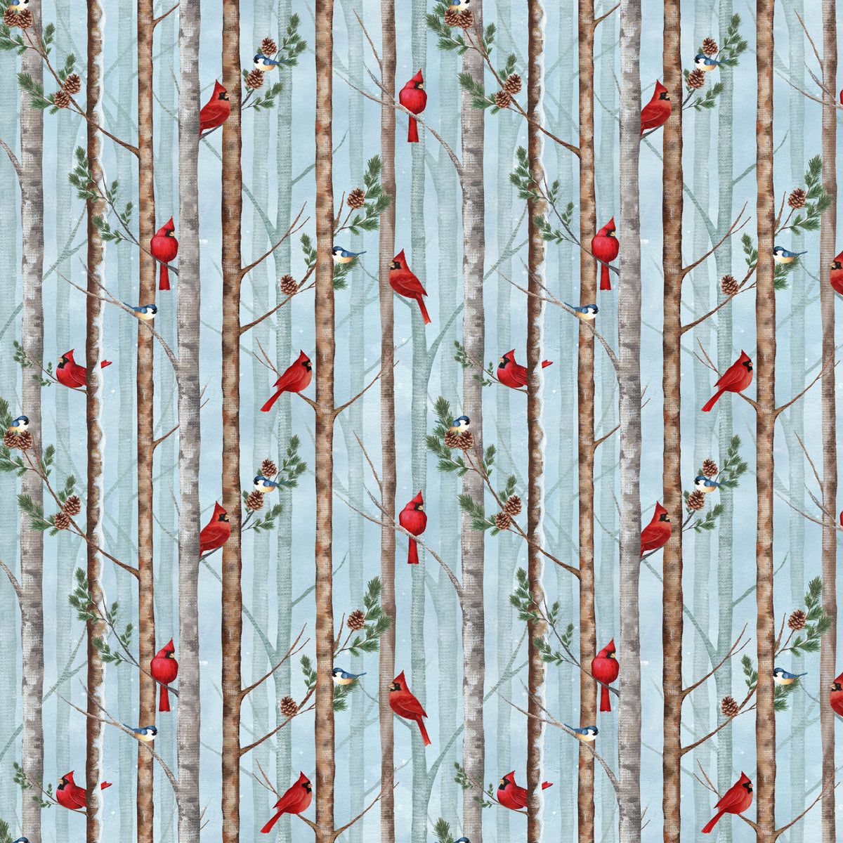 1372-70 Winter Whispers Cardinals in Trees