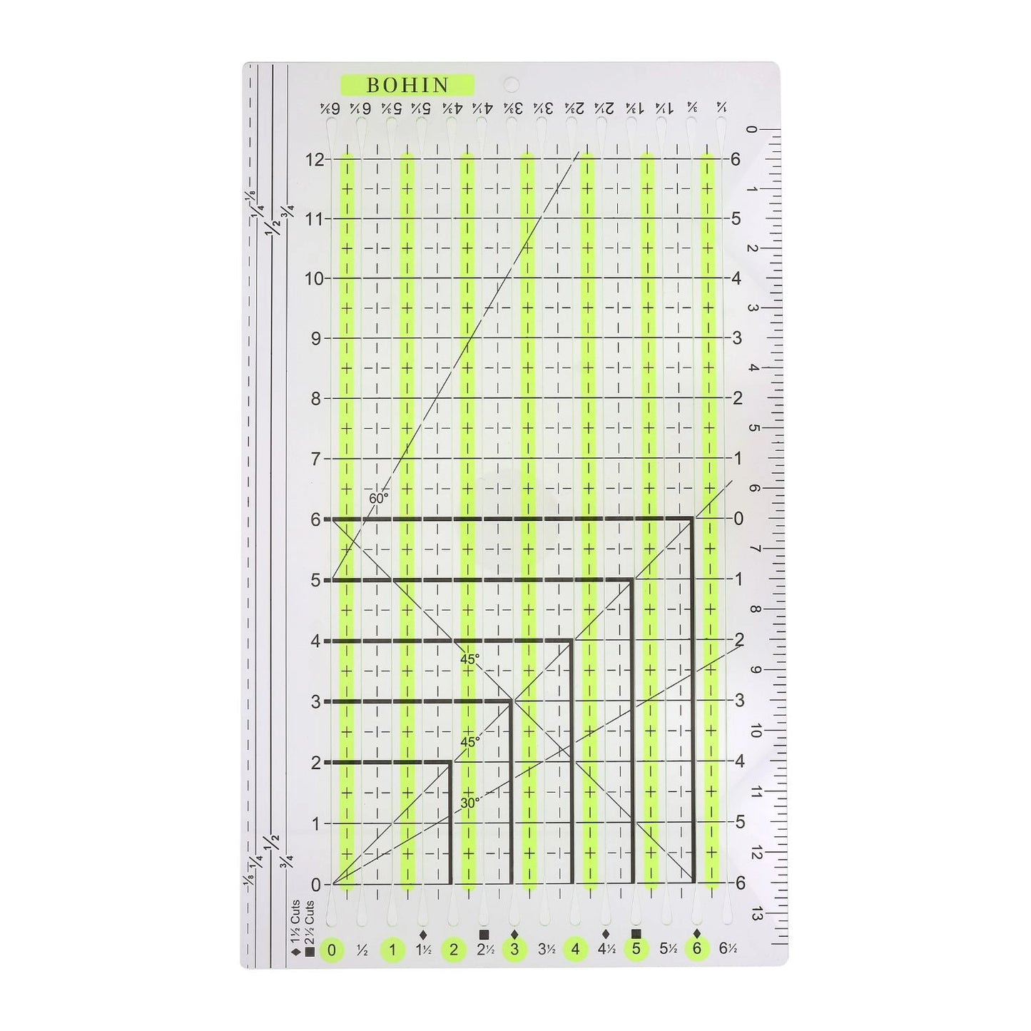 Patchwork ruler with cutting slots 13x6 Inch