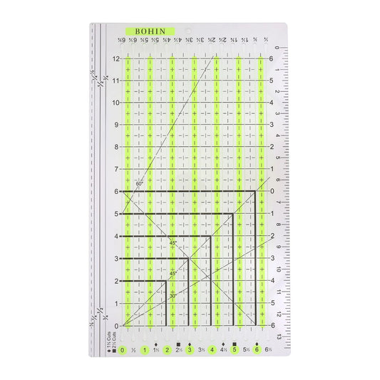 Patchwork ruler with cutting slots 13x6 Inch