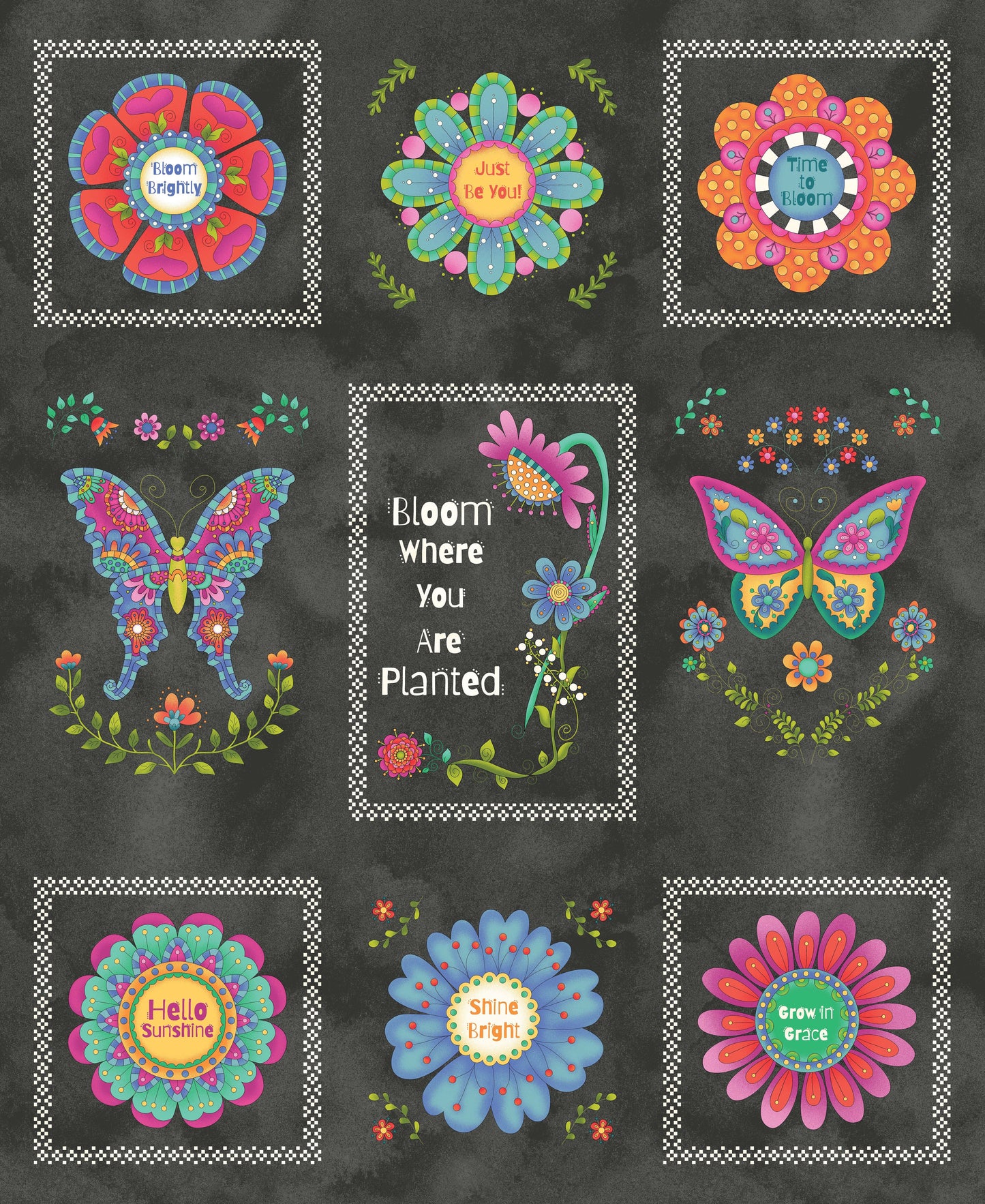 1458P-99 Be A Wildflower Block Panel