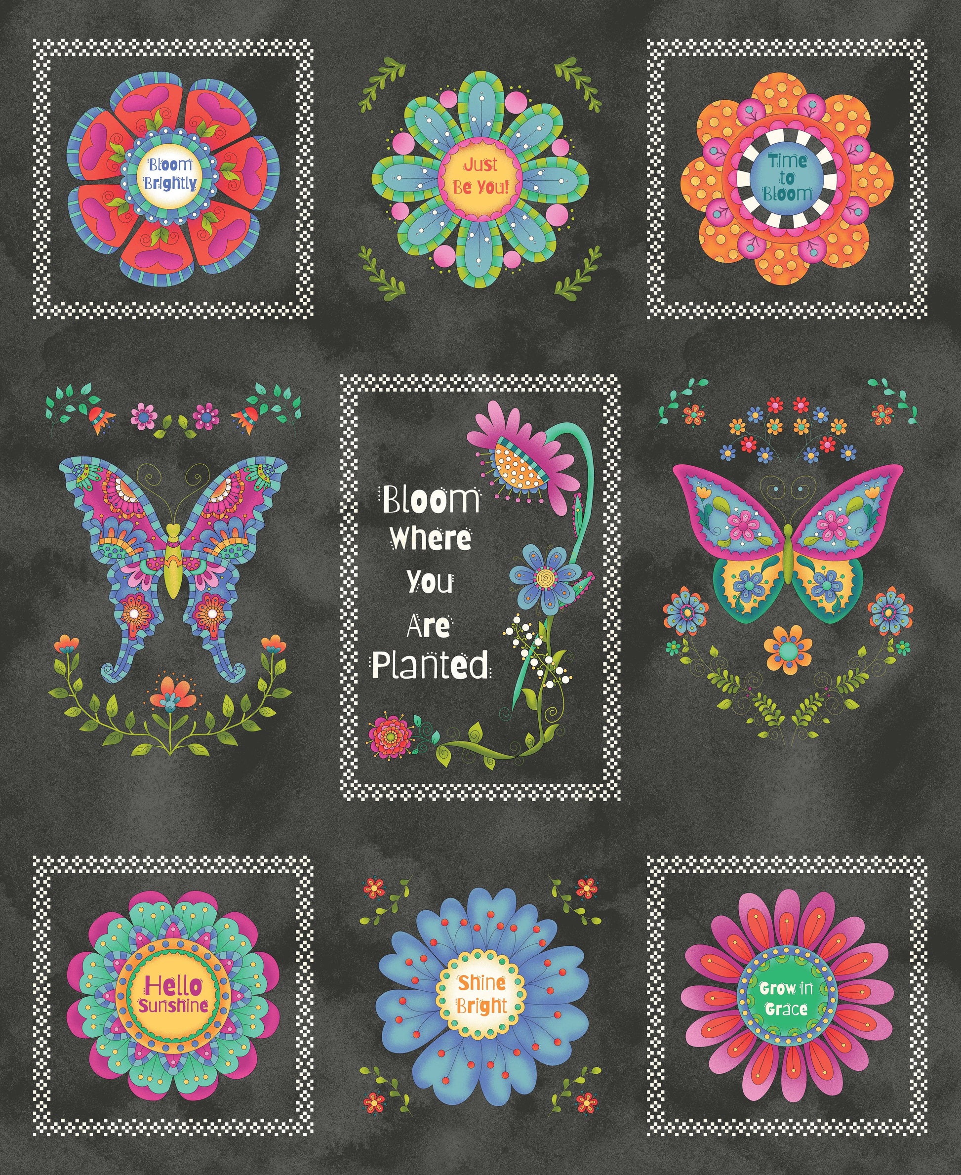 1458P-99 Be A Wildflower Block Panel