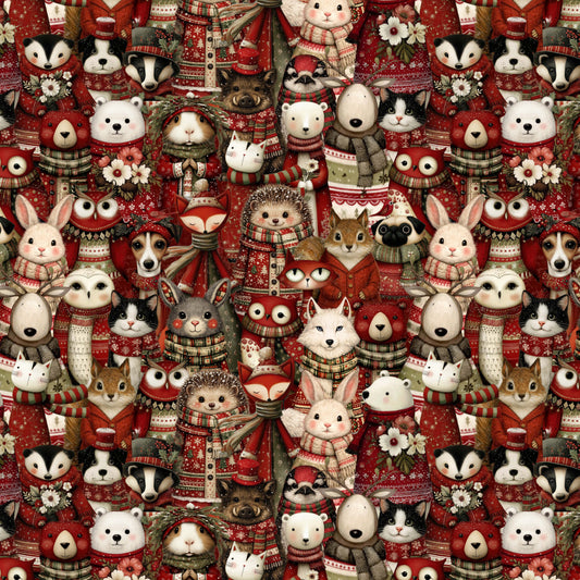 1789F-108 Cute as the Dickens - Flannel Animal Crowd