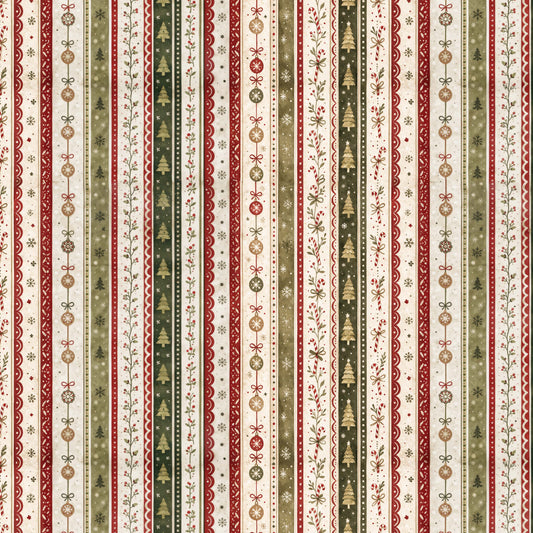 1796F-102 Cute as the Dickens - Flannel Christmas Ribbon Stripe