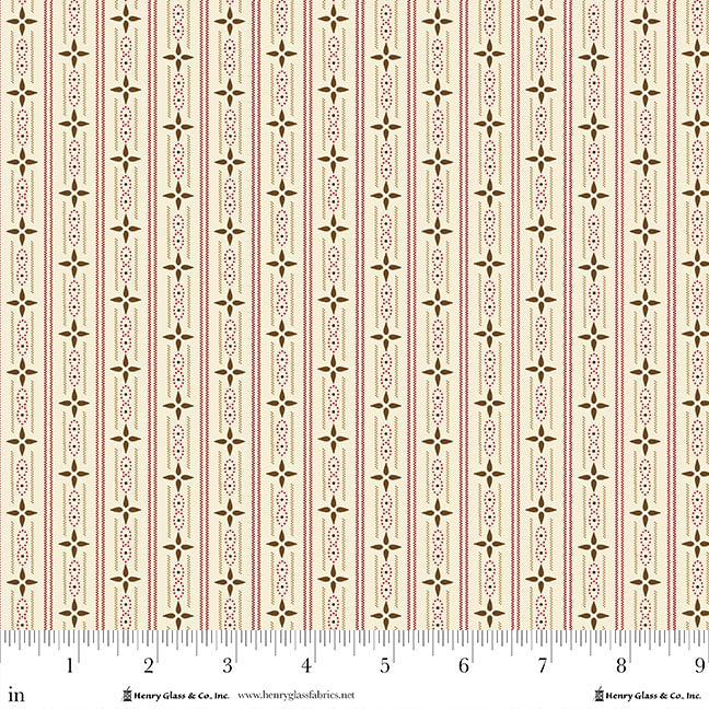 1949-40 BUTTERCREAM & BRICKLE BITS COTTAGE TICKING STRIPE