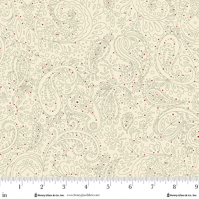 1952-40 BUTTERCREAM & BRICKLE BITS MEANDERING PAISLEY