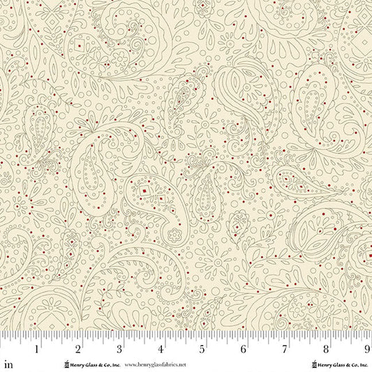 1952-40 BUTTERCREAM & BRICKLE BITS MEANDERING PAISLEY