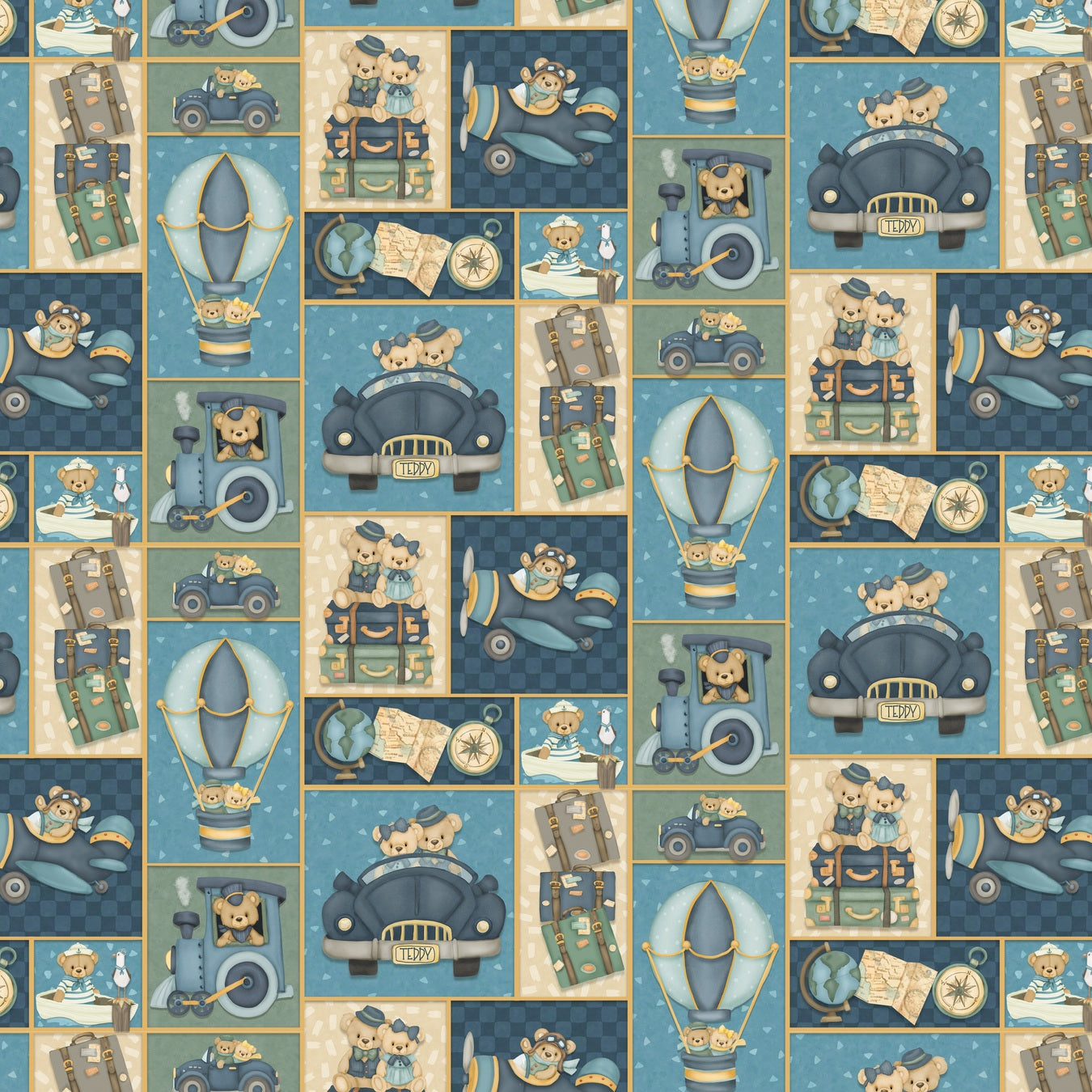2419-74 TRAVELING TEDDIES PATCHWORK