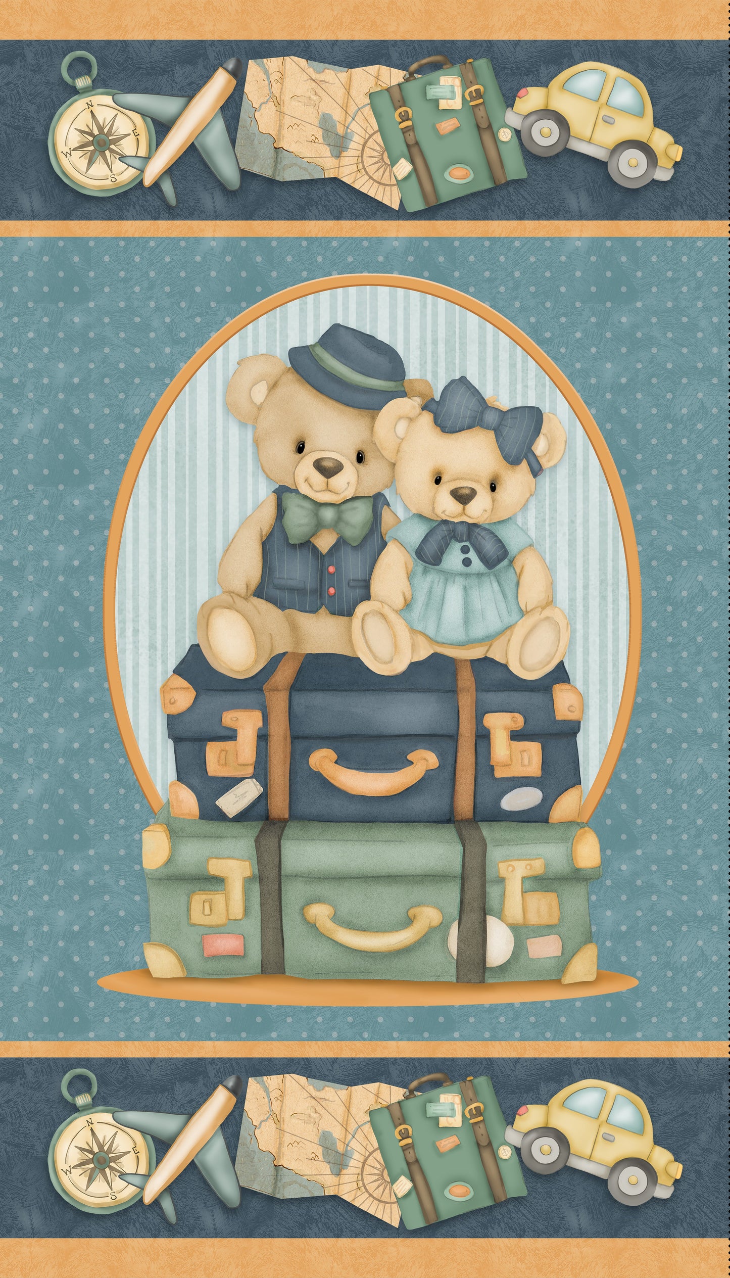 2424P-17 TRAVELING TEDDIES TRAVEL TEDDIES PANEL