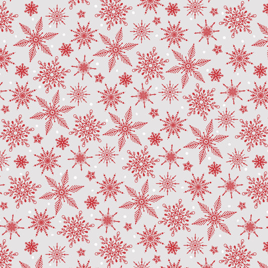 2580-89 Tailgate Traditions Red Snowflakes on Gray