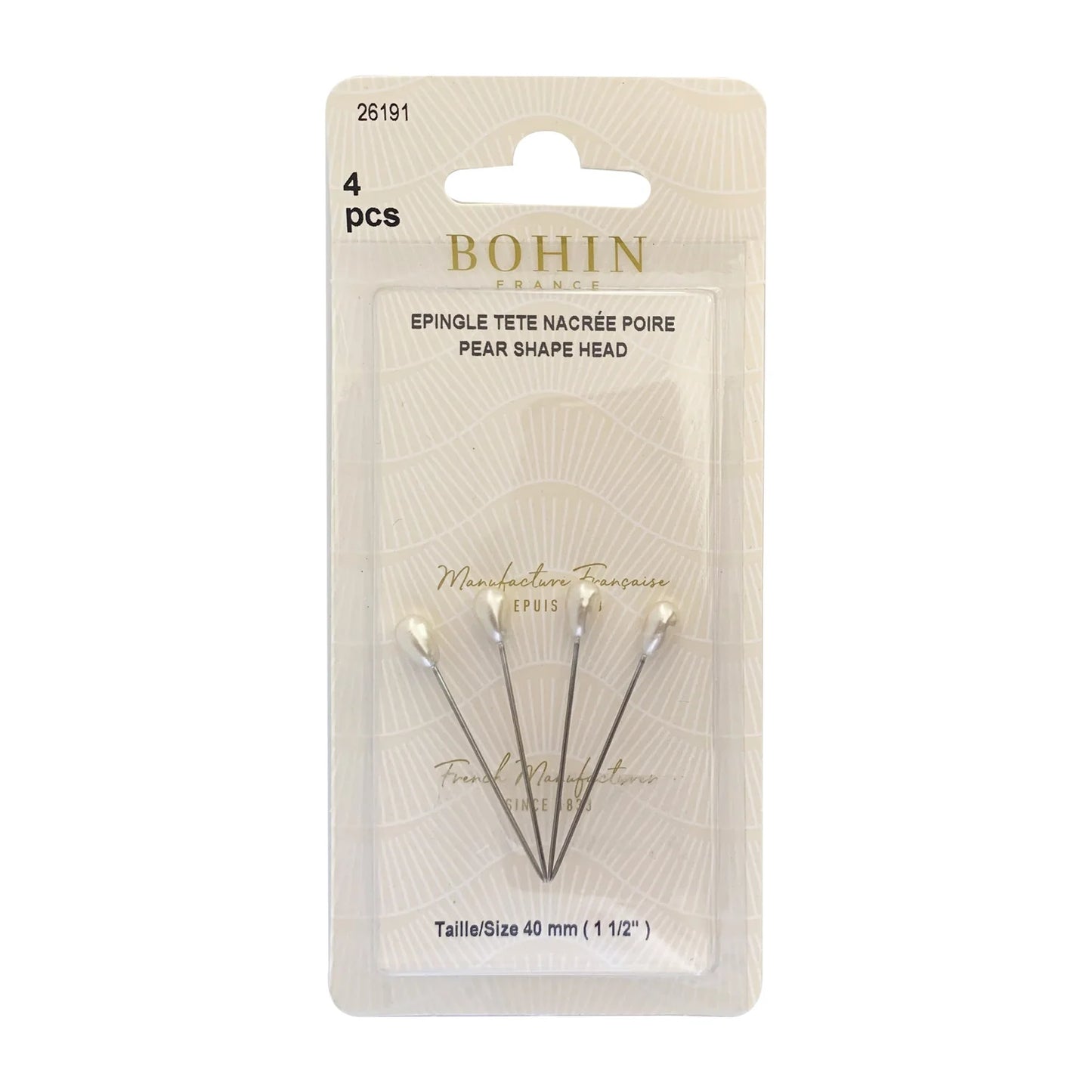 PEARL HEAD PINS - WHT 38mm x4