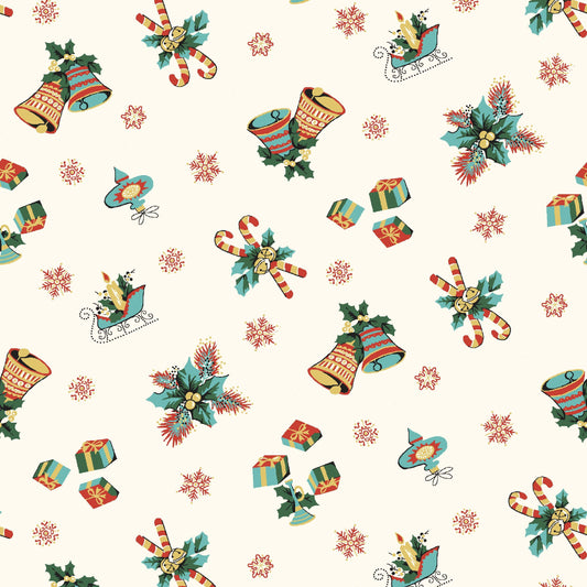 2657-18 Greetings at Christmastide Bells & Ornaments