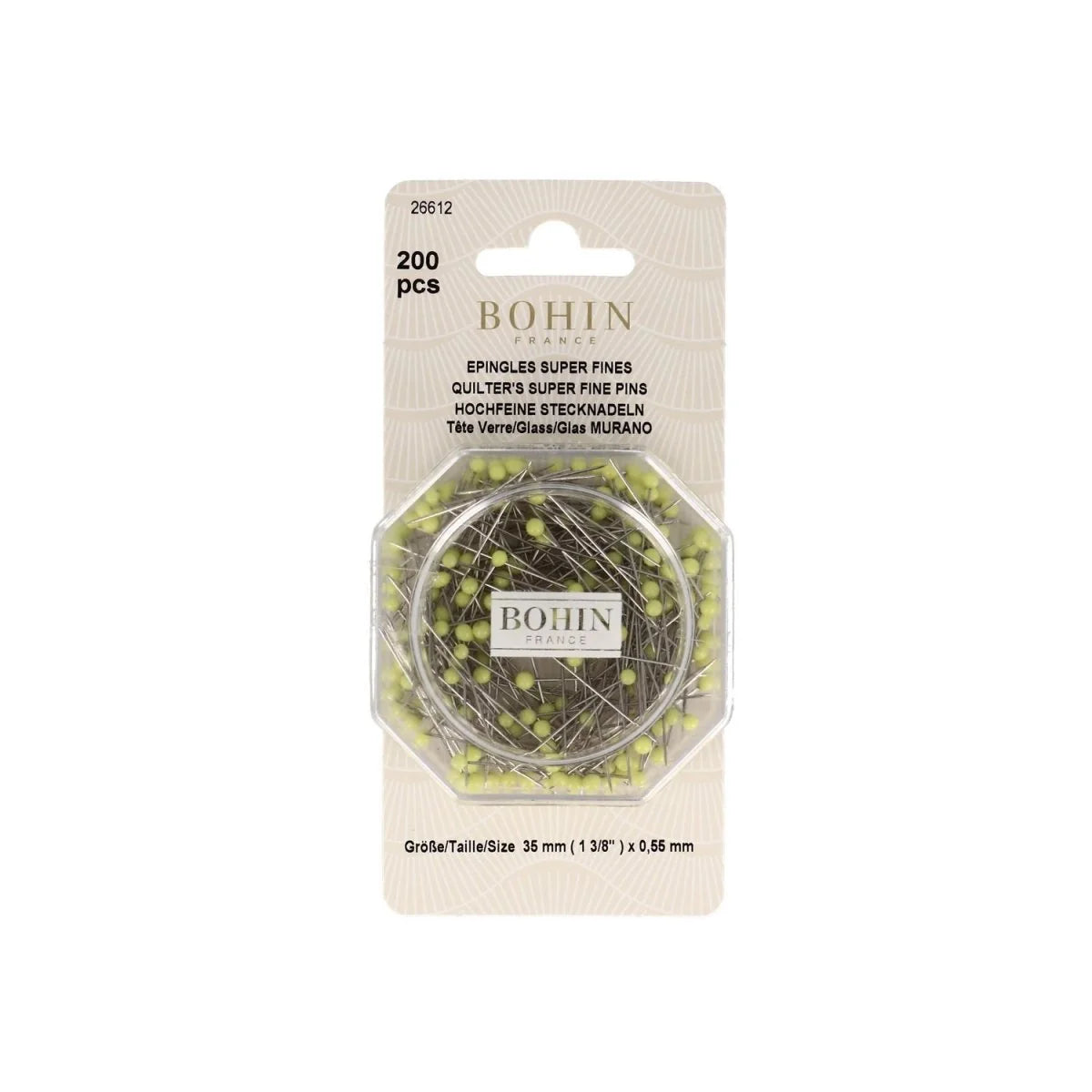 GLASS HEAD PINS 1.3/8 YELL.MP200