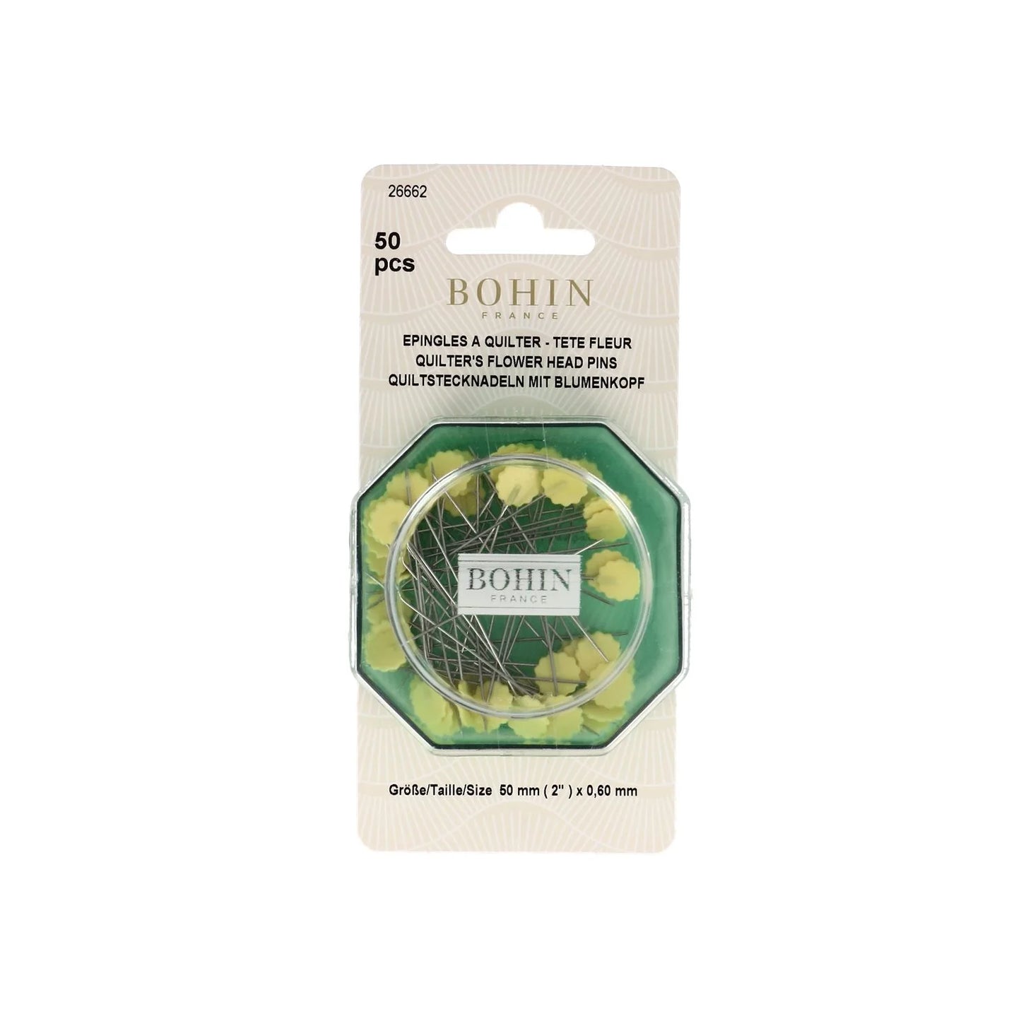 FLOWER HEAD PINS 2" YELLOW Blx50