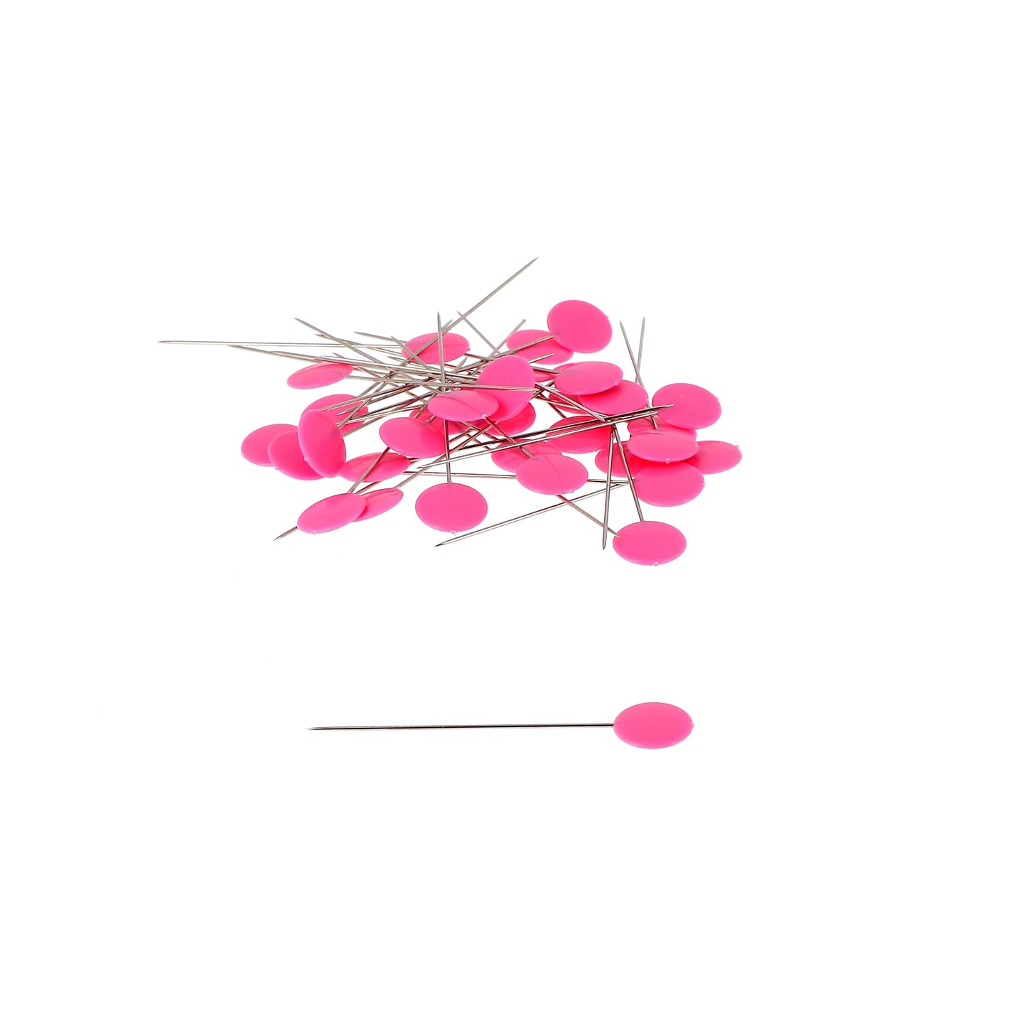 PLASTIC HEAD PINS 1 1/2"-42mm*0.55mm FUCSHIA PASTIL Blistx100