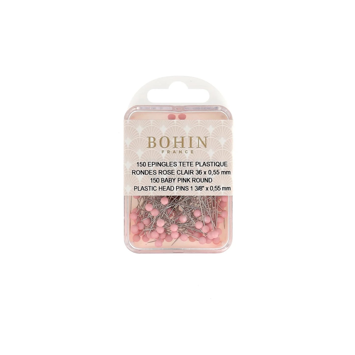 ROUND PLASTIC HEAD PINS 1 3/8"-36mm*0.55mm LIGHT PINK Blistx150