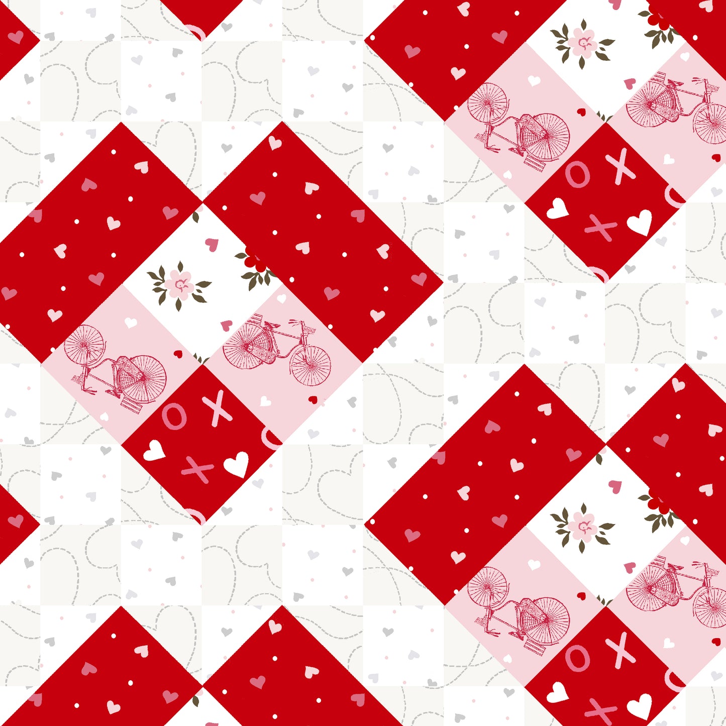 2790-82 Pedals & Passion Heart  Quilt