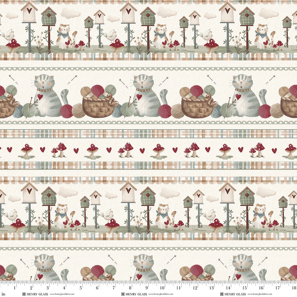 2811-38 Purrfect Pals Border Stripe
