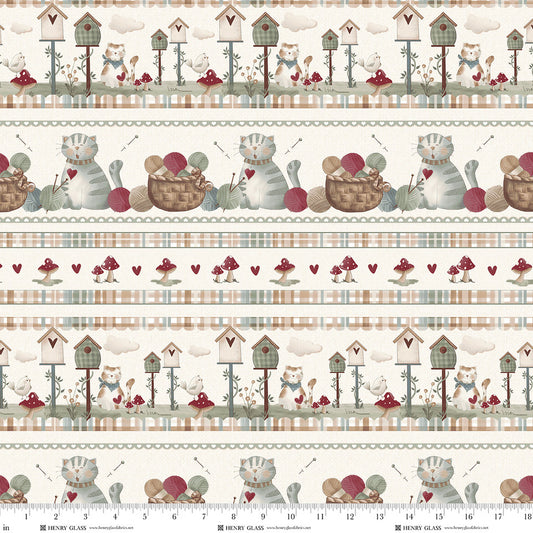 2811-38 Purrfect Pals Border Stripe