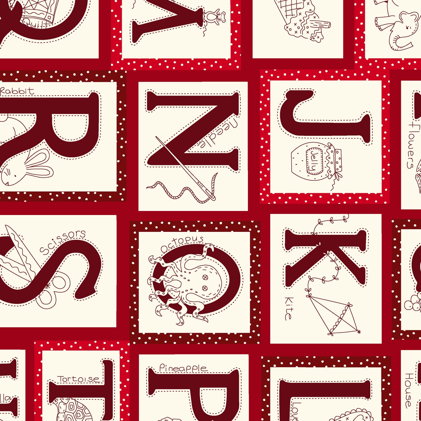 2848-88 Redwork Rhymes Small Alphabet Blocks