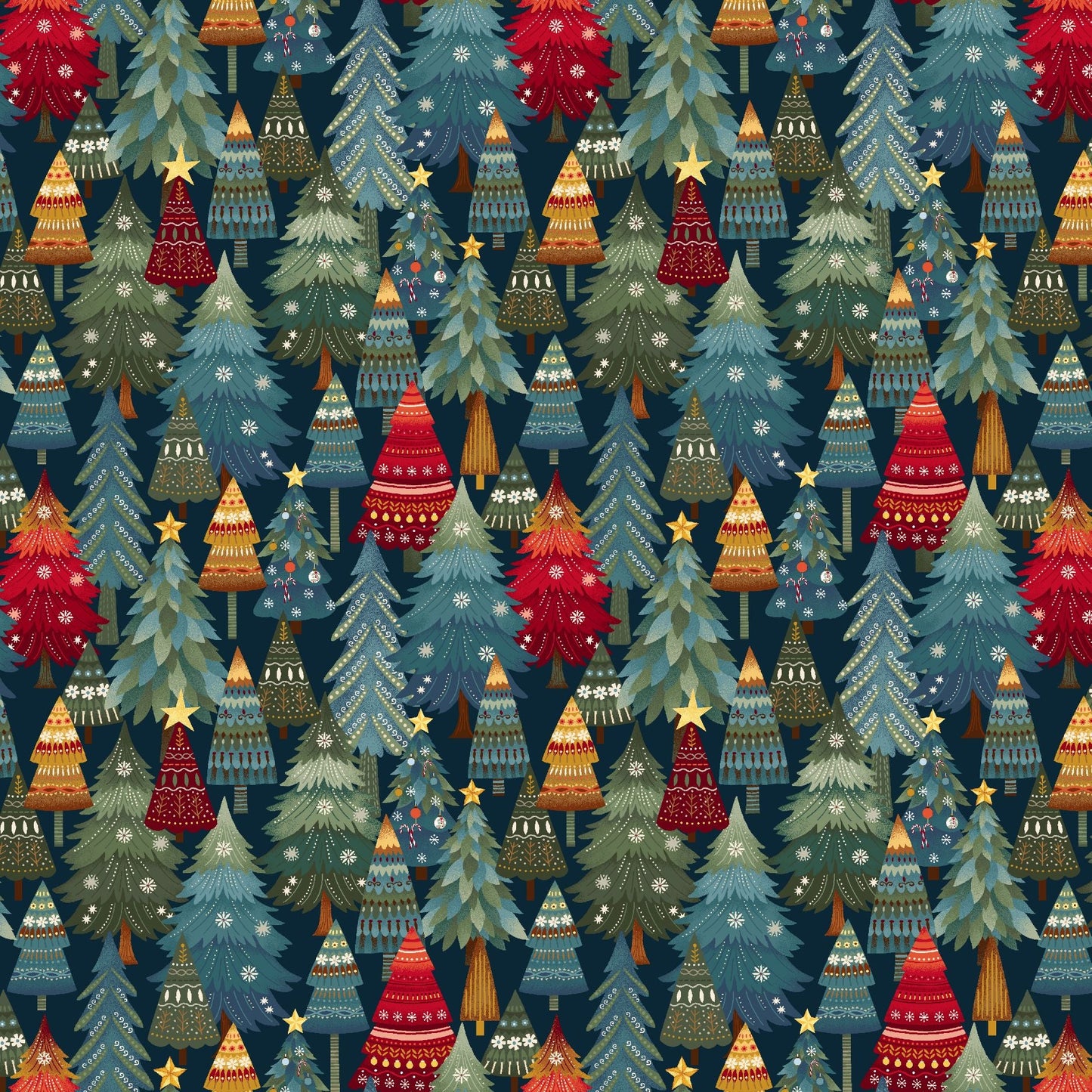 3606-77 Nordic Holiday Village Stacked Trees
