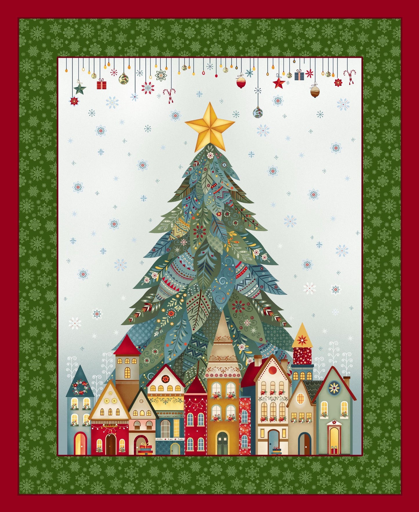 3614P-17 Nordic Holiday Village Tree Panel