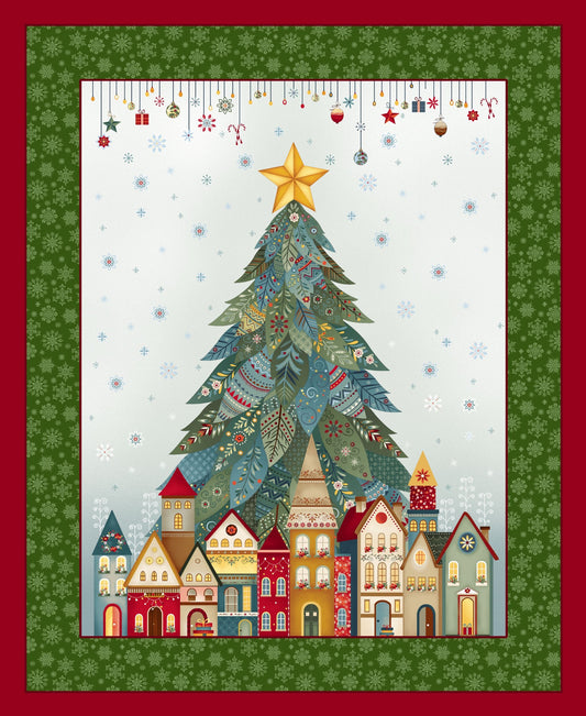 3614P-17 Nordic Holiday Village Tree Panel