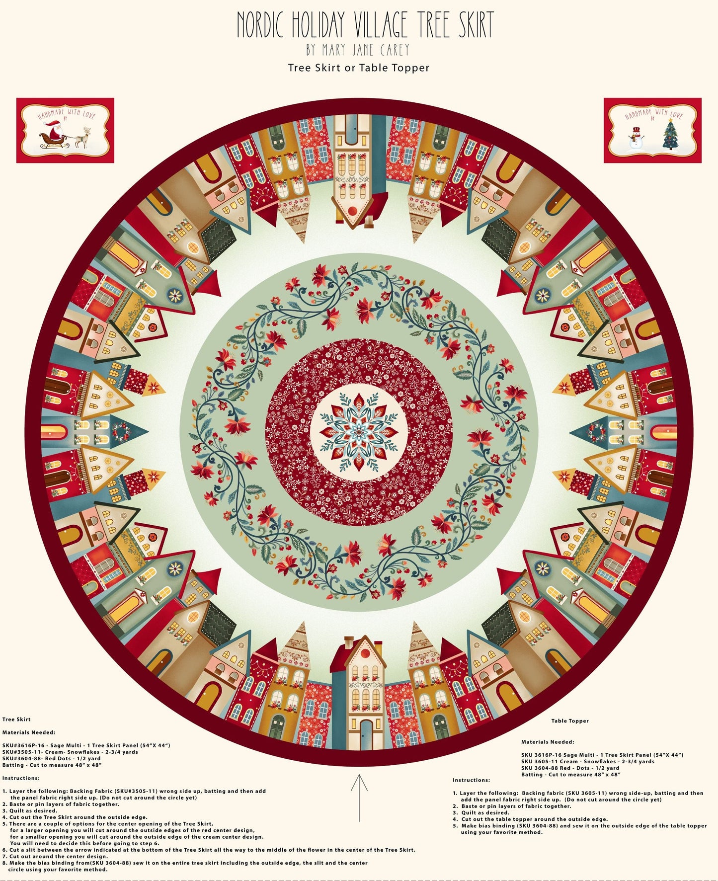 3616P-16 Nordic Holiday Village Tree Skirt Panel