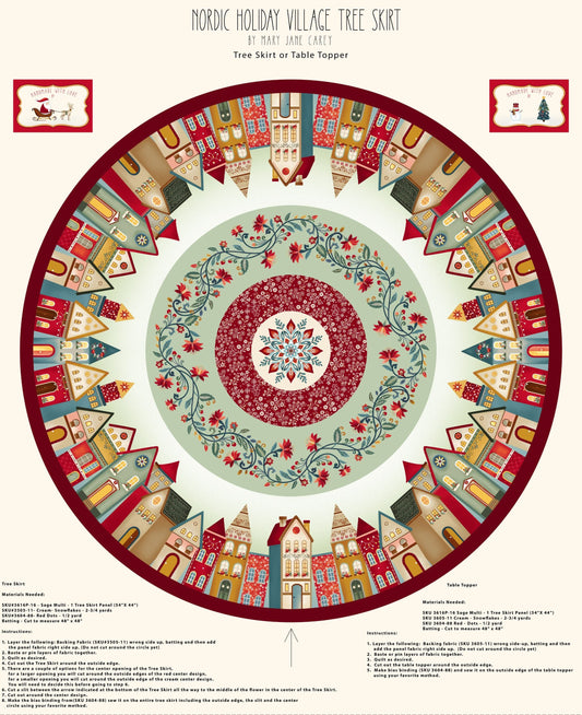 3616P-16 Nordic Holiday Village Tree Skirt Panel