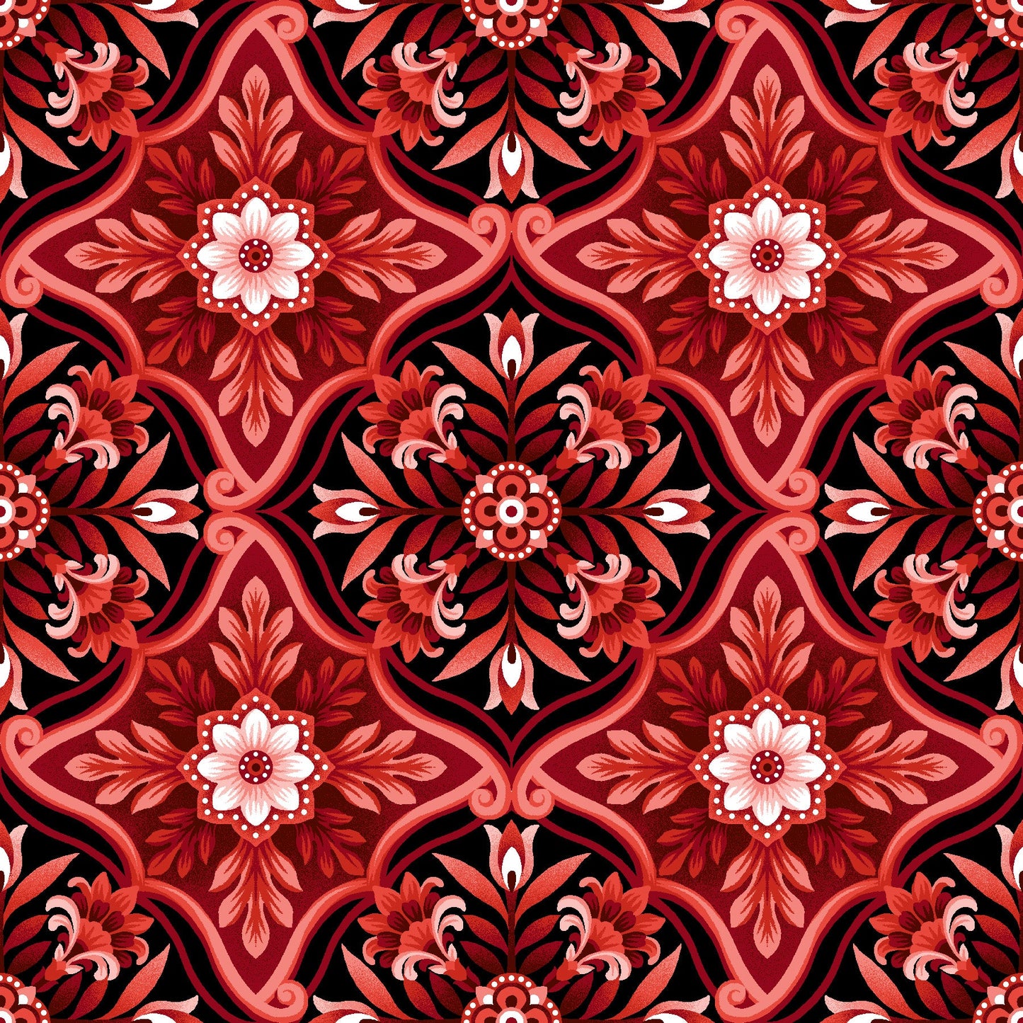 3642-88 SCARLET'S TREASURE FOULARD TILES