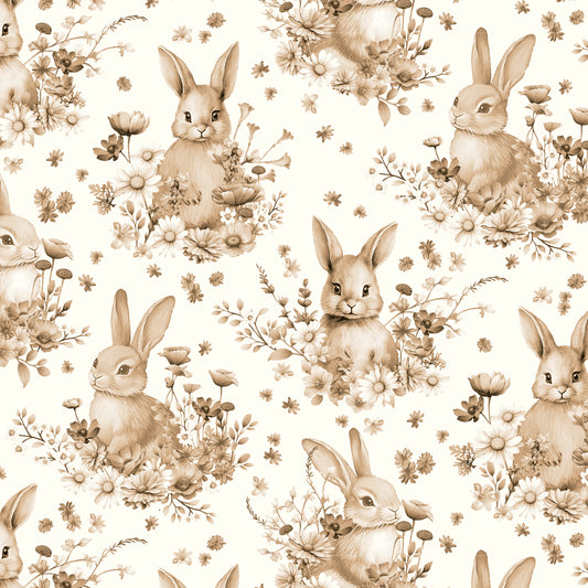 3702-44 Bunnies & Baskets Toile Bunny Allover