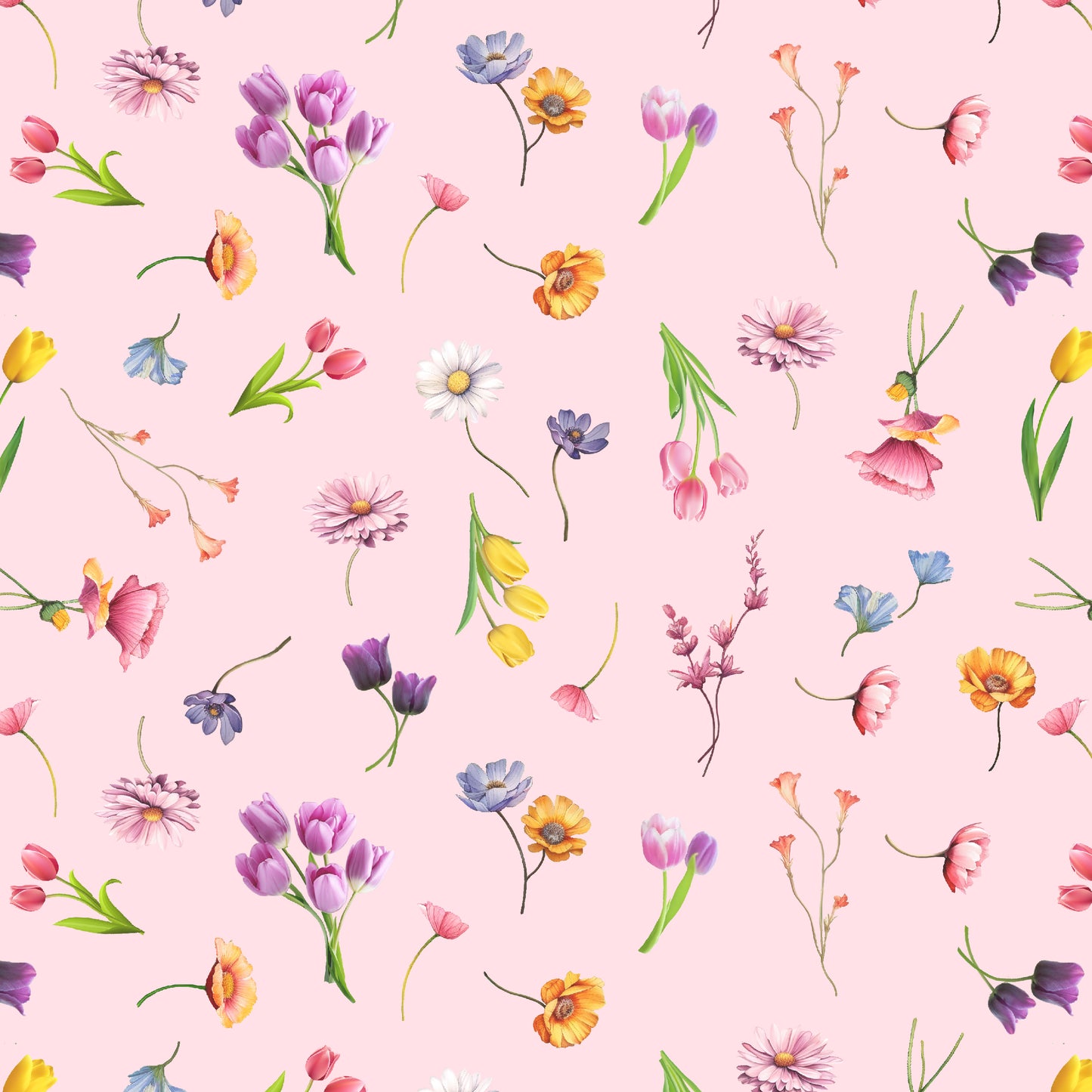 3705-22 Bunnies & Baskets Allover Flowers