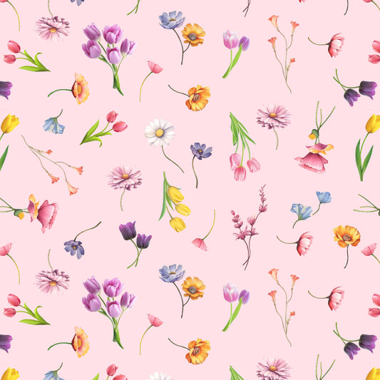 3705-22 Bunnies & Baskets Allover Flowers