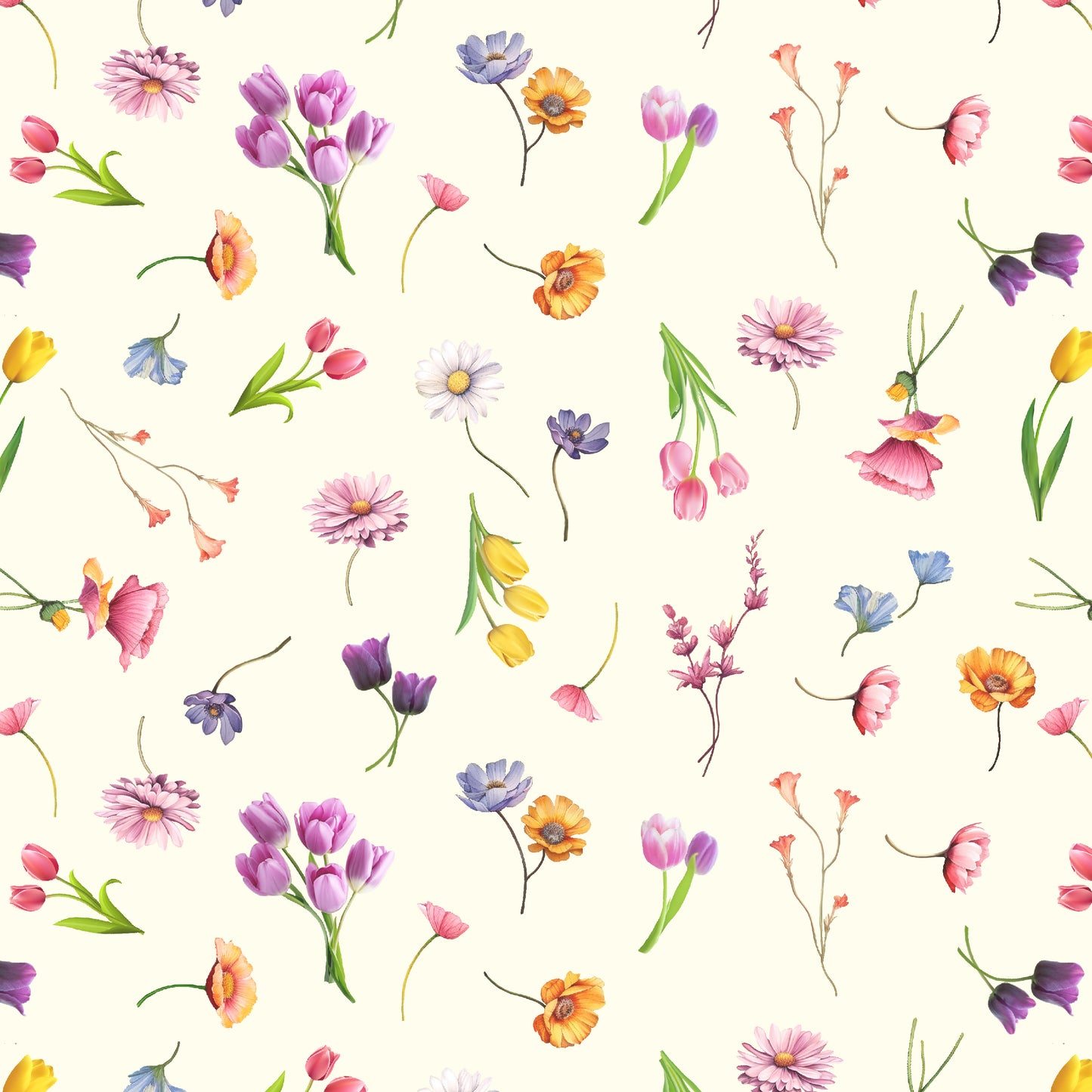 3705-44 Bunnies & Baskets Allover Flowers