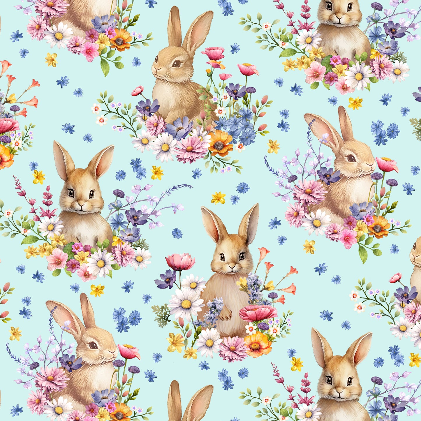 3713-17 Bunnies & Baskets Bunny Allover