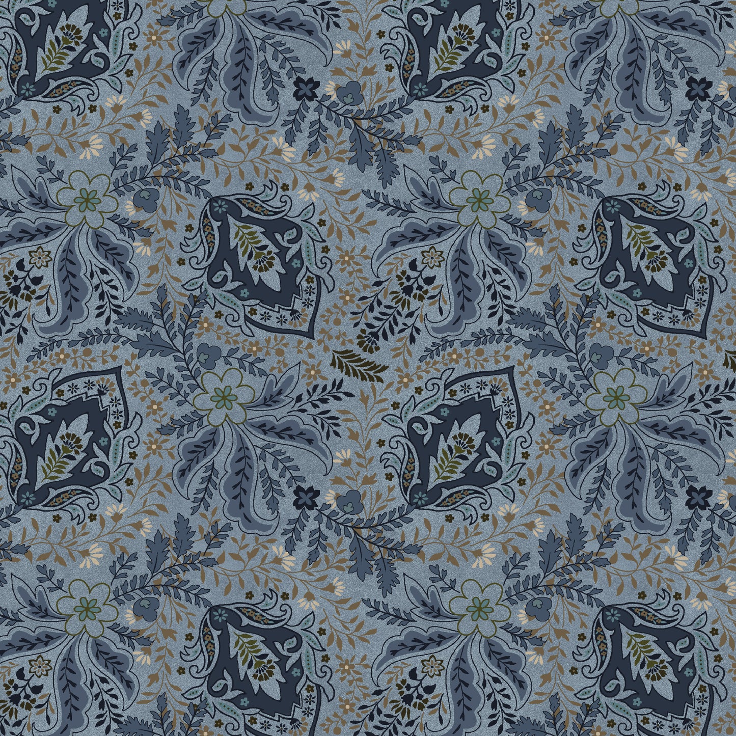 3752-77 Return of the Blue Bird of Happiness New Feathery Paisley