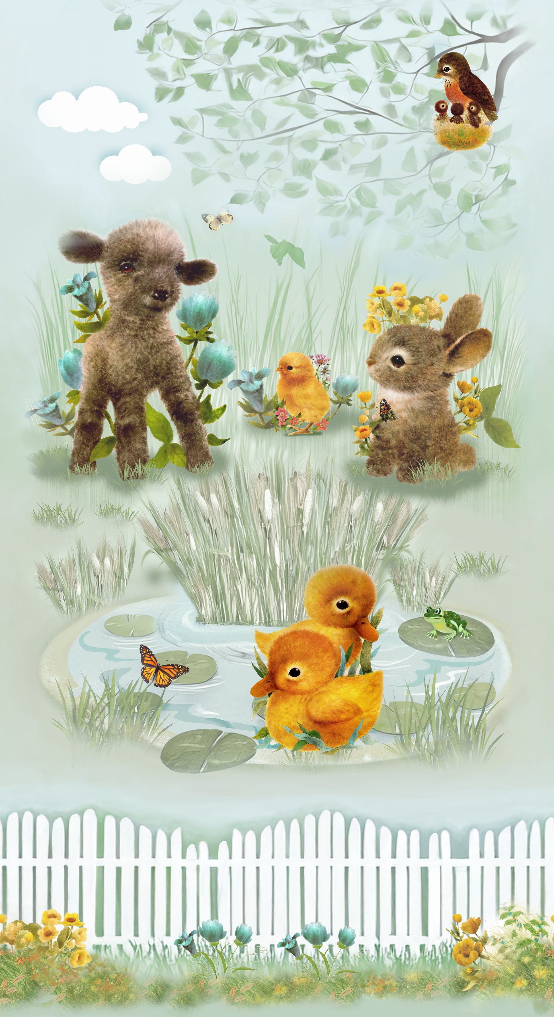 3771P-17 Spring Babies Baby Animal Panel