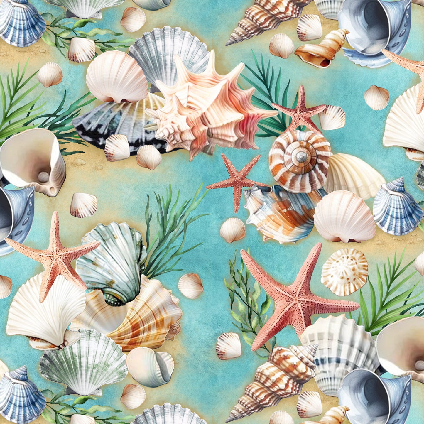 3778-76 Wandering Shores Allover Shells Multi